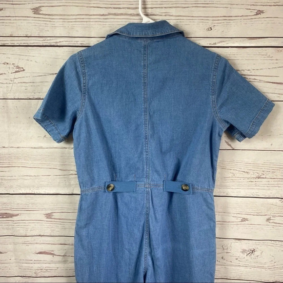 NO Boundaries blue denim stretchy short sleeve onesie bodysuits romper overall - Picture 5 of 6